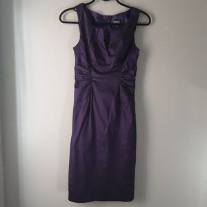 Adrianna Papell Sleeveless Ruched Midi Cocktail Dress, Purple / Eggplant | 4